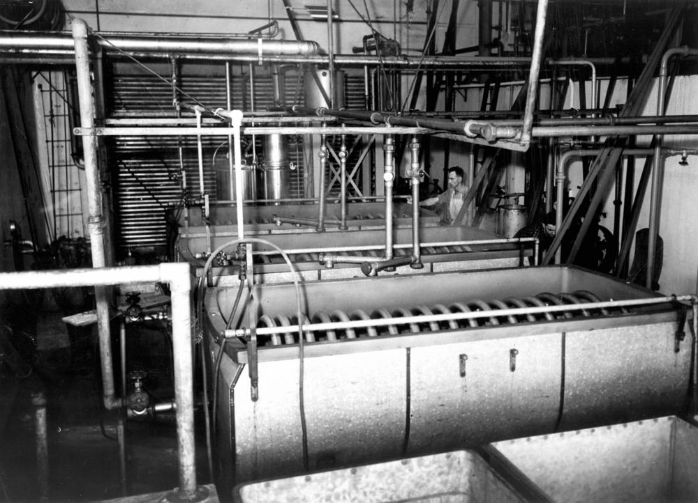 StateLibQld_1_212036_Cream_pasteurising_and_cooling_coils_at_Murgon_Butter_Factory,_1939